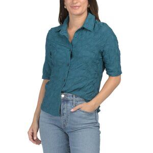 KAKTUS Teal Button Up Knit Top